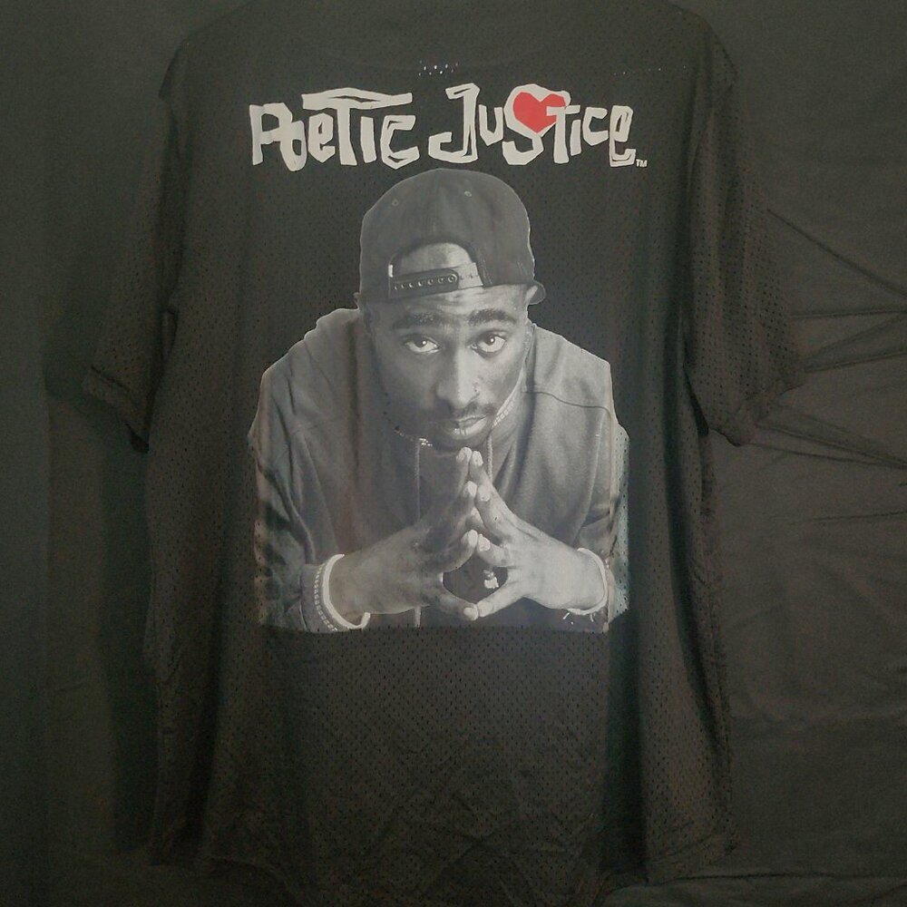VINTAGE Poetic Justice Jersey LA Men Sz XL Black Tupac Shakur 2pac Hip Hop 1B - Picture 4 of 10